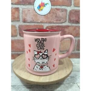 Spectrum Designz Devoted Love 18oz Pink Mug You're One Cool Cat Hearts NWT